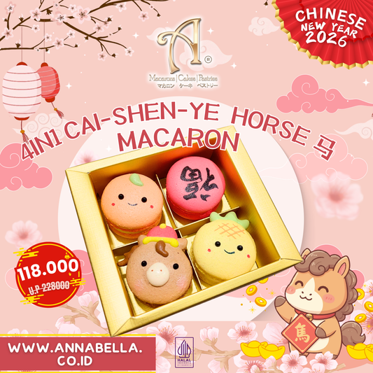 Pre Order | 4in1 Cai-Shen-Ye Horse 马 Macaron in Gift Box | Special Price Rp.118,000